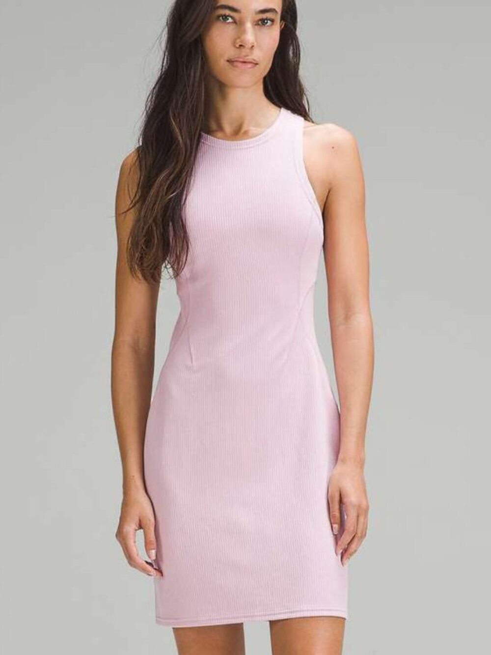 Lululemon Ribbed Softstreme Slim-Fit Tank Dress Pink Peony Size 4